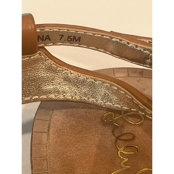 Lilly Pulitzer Tan Leather Sandals W/ Gold Stud Accents Size 7.5M - Picture 4 of 8